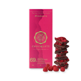 Vegane Bio-Schokolade mit Himbeeren 75g